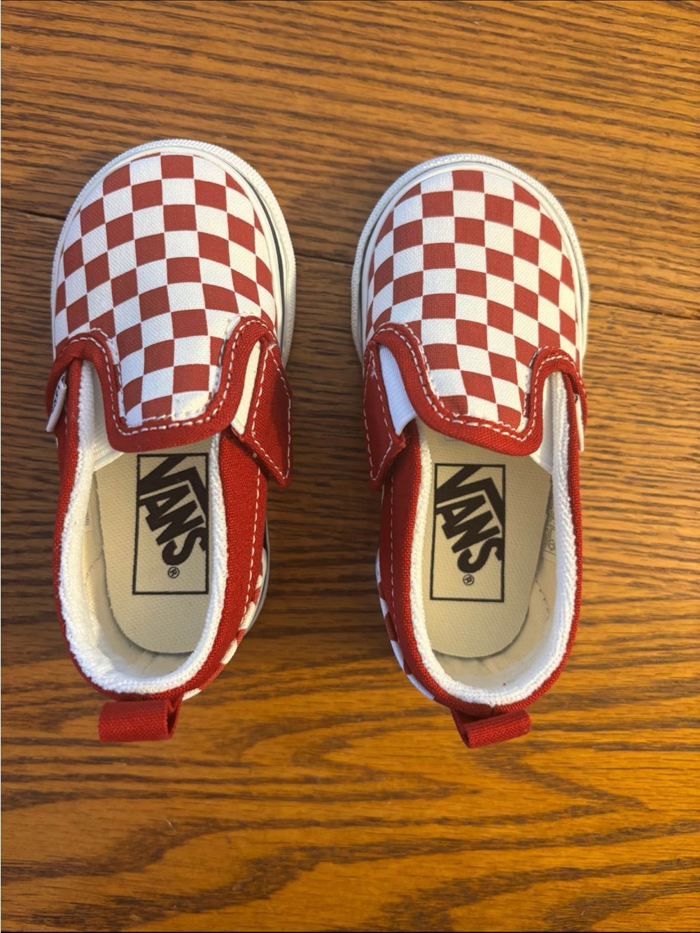 Vans 5T Toddler Slip-On Checkerboard Sneakers - Red and White